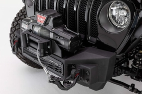 Go Rhino Rockline Stubby Front Bumper | Galvanized Steel, Textured Black | 331100T | Fits 2007 - 2024 Jeep Wrangler JL, JLU, JK, JKU, Gladiator JT, 2-Door or 4-Door