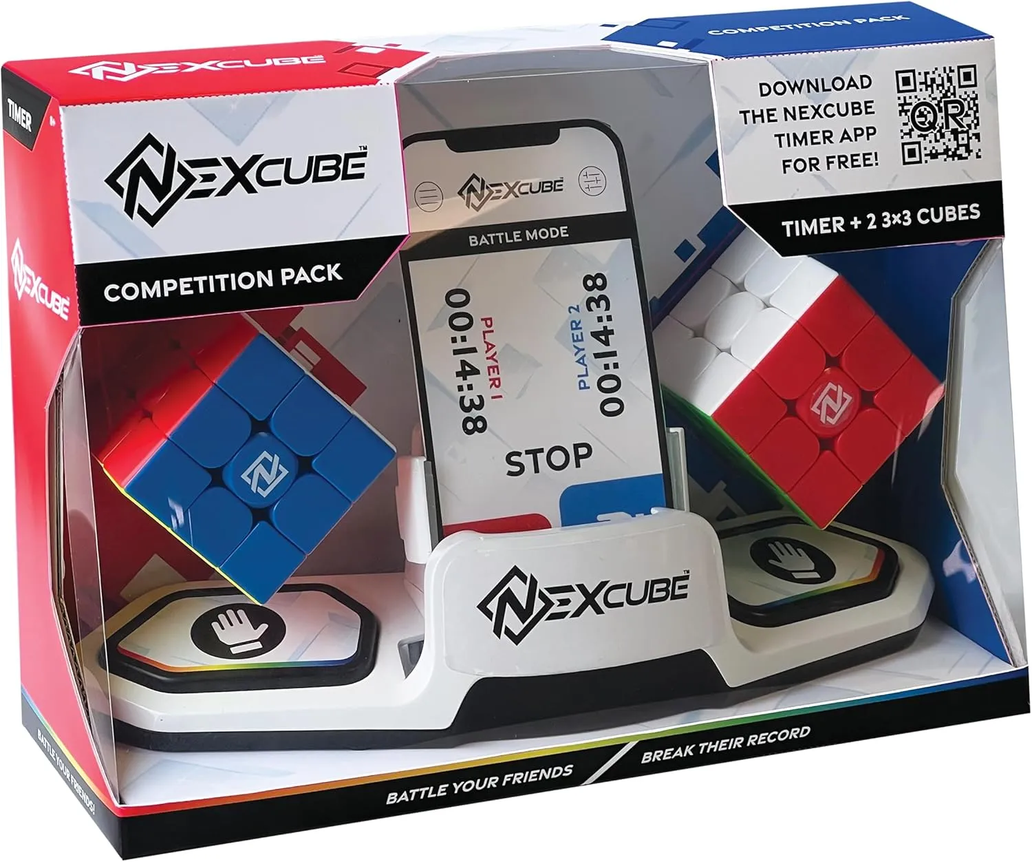 Goliath Nexcube - Competition Pack - Speed and Thinking Game - Puzzle - 1 Timer and 2 Cubes 3x3 - Compete and Be The Fastest - Fast and Smooth Handling - for Ages 8 