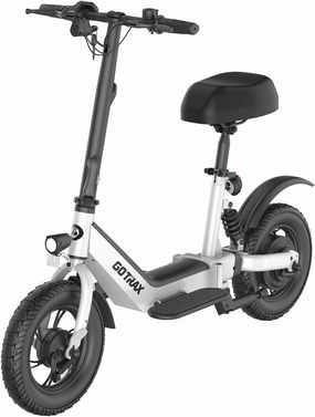 Gotrax A3 Electric Scooter with Seat for Adults, 350W Motor, 15.5MPH Top Speed, Max 9.5 Miles Range, 12" Pneumatic Tire and Height Adujustable Seat, Lightweight and Foldable for Commuting (White)