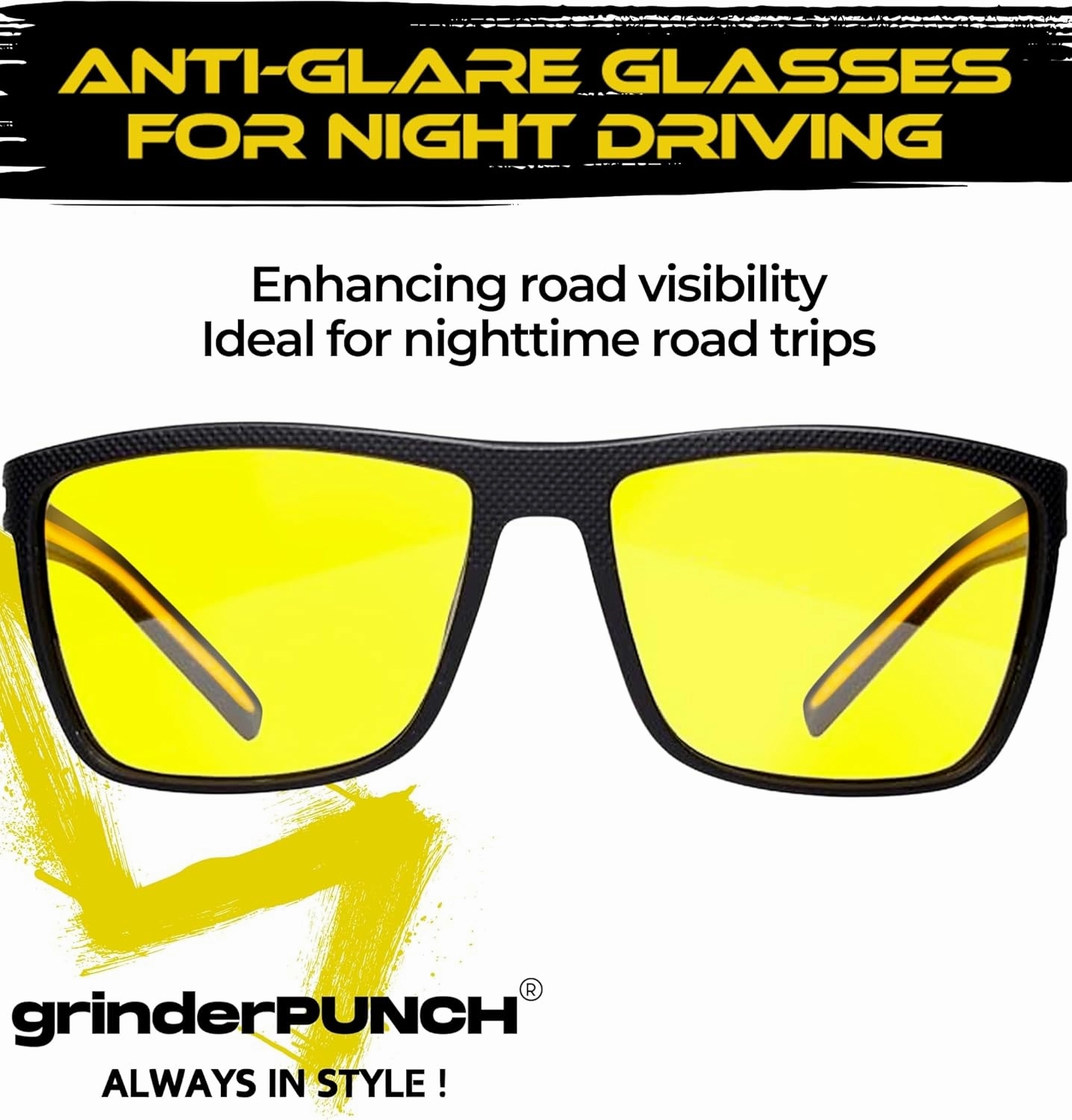 grinderPUNCH Polarized Driving Sunglasses for Men Lightweight UV400 Protection Anti Glare Square Sun Glasses
