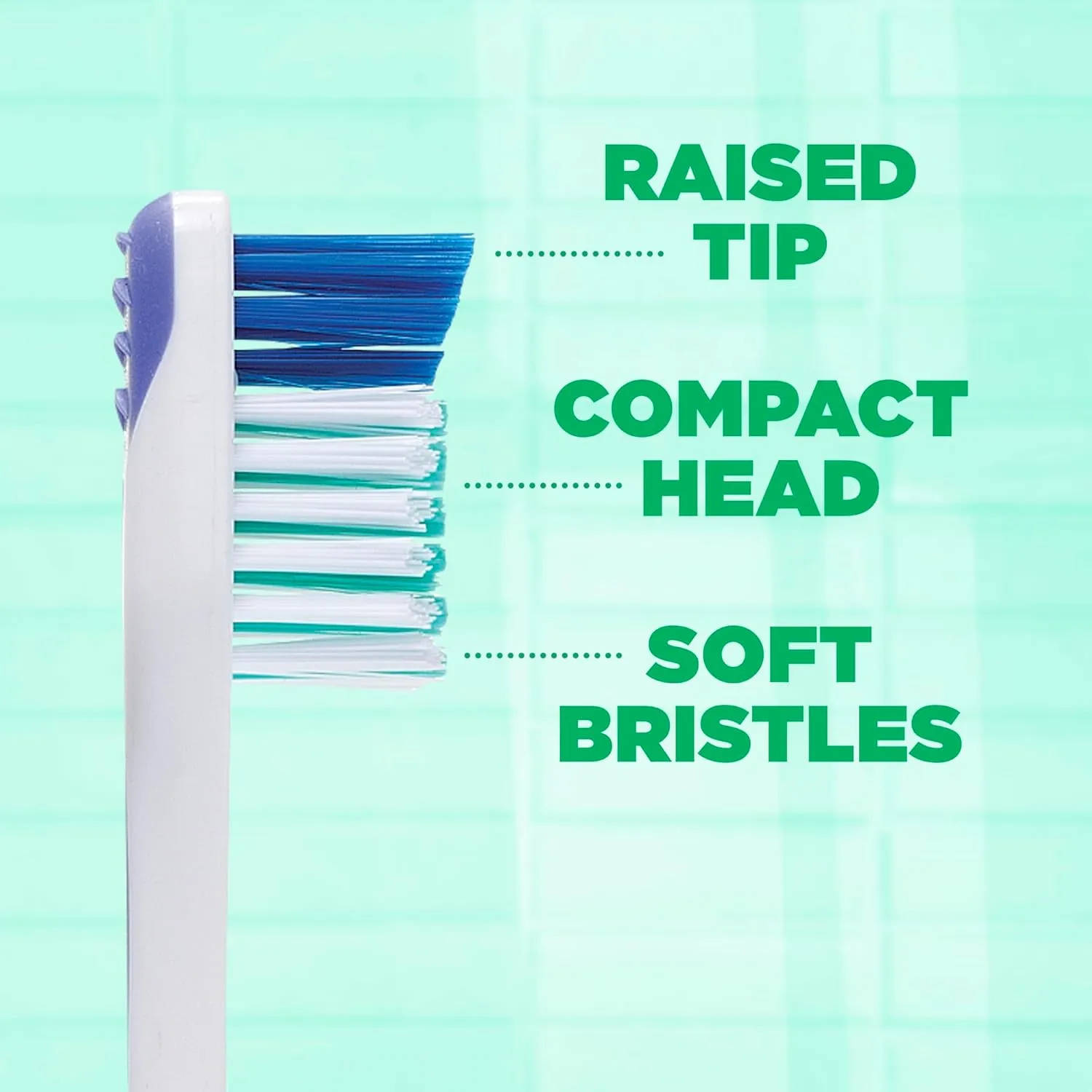 GUM Super Tip Toothbrush, Soft Bristle Toothbrush for Adults with Tongue Cleaner, Compact Head, 2ct (6pk)
