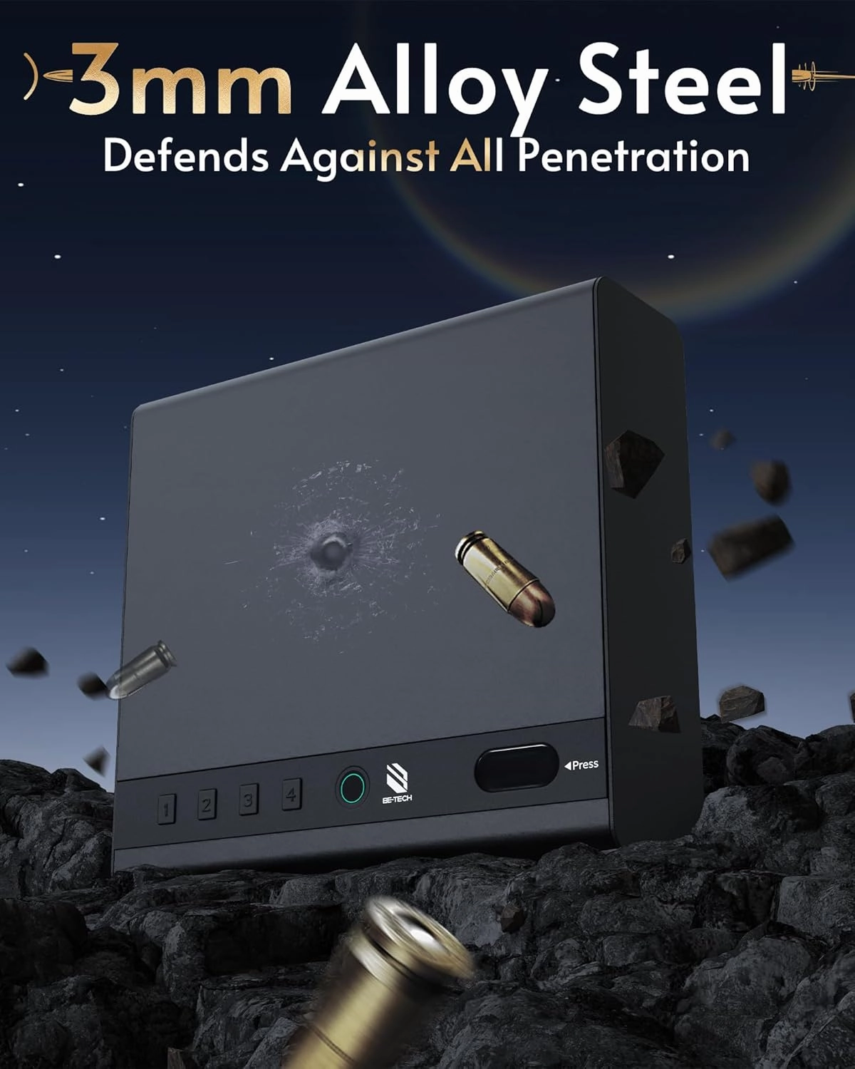 Gun Safe for Handgun, Large Capacity Biometric Pistol Safe with 99.9% Accuracy Fingerprint Quick Access - Ideal for Nightstand, Car, Bedside, Wall
