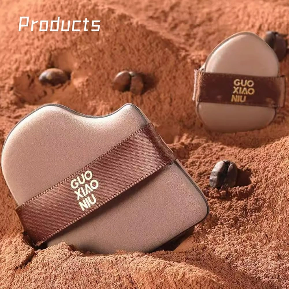 Guo Xiao Niu Makeup Puff, 1 Box Of 6 Pcs Guoxiaoniu Chocolate Color Quick Makeup Foundation Puff Set, Foundation Sponge Puff Cushion Puff Mini Powder Puff Collection (3 set)