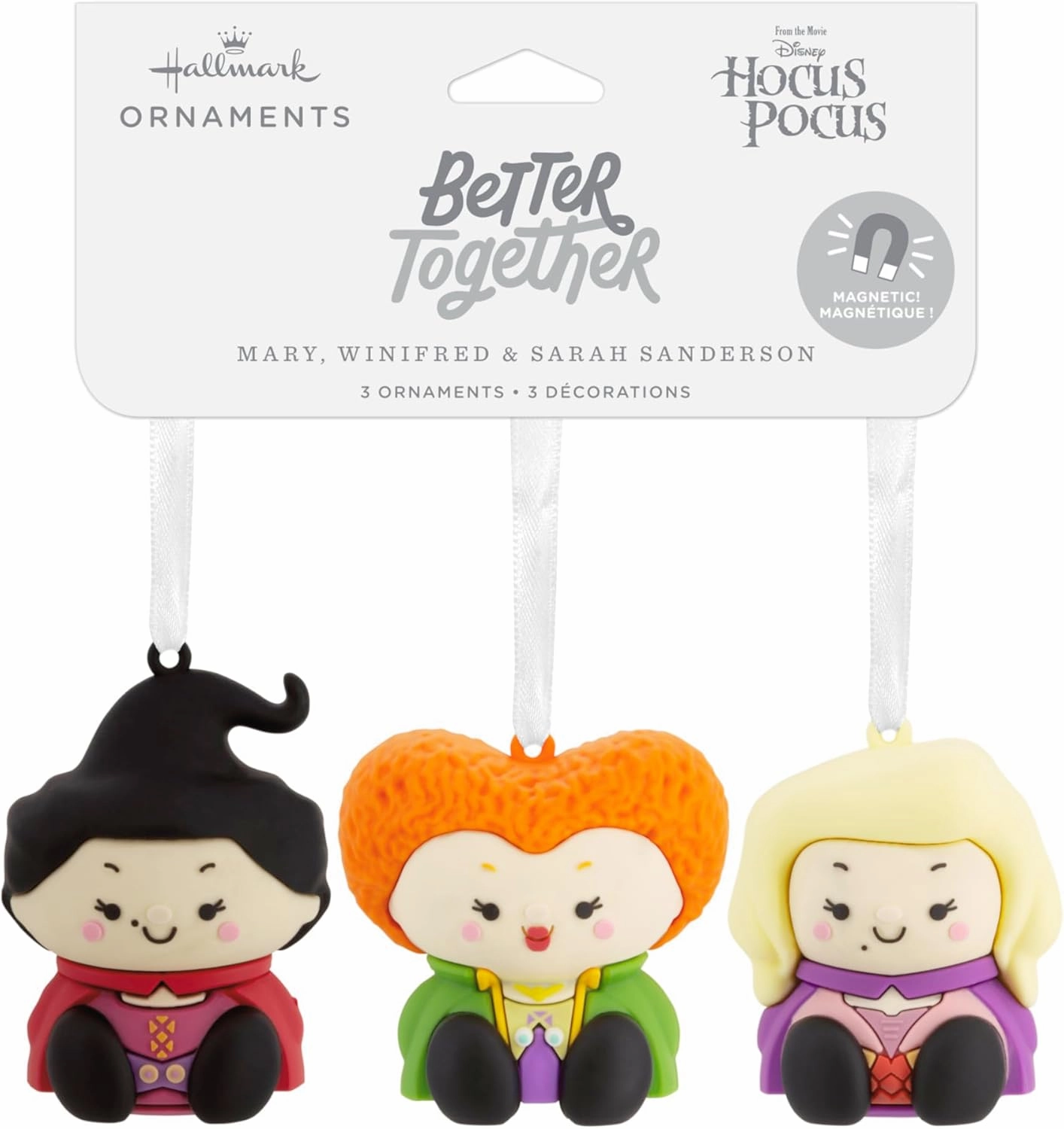 Hallmark Better Together Disney Hocus Pocus Mary, Winifred and Sarah Sanderson Magnetic Ornaments, Set of 3