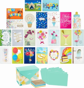 Hallmark Pack of 24 Handmade Assorted Boxed Greeting Cards, Watercolor-Birthday Cards, Baby Shower Cards, Wedding Cards, Sympathy Cards, Thinking of You Cards, Thank You Cards, Multicolor, 5EBN1002