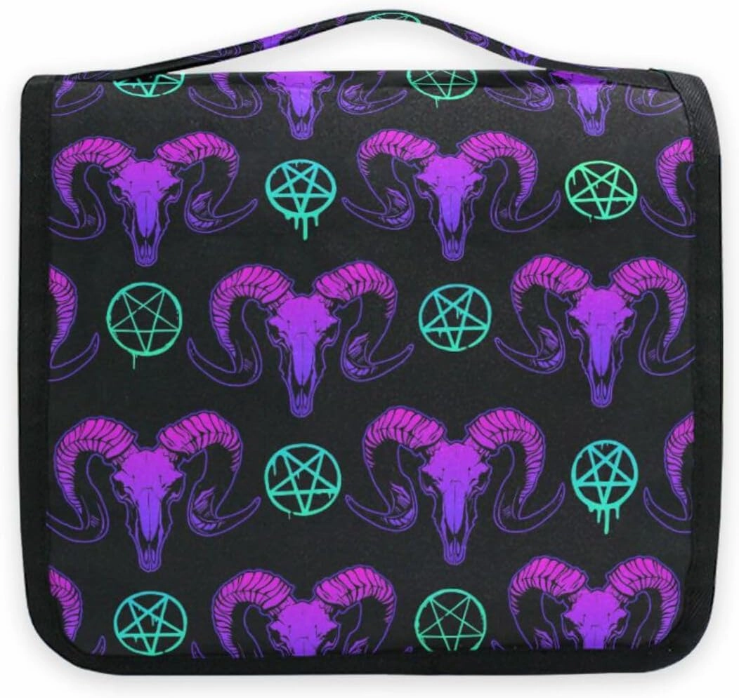 Hanging Toiletry Bag Mystical Ram Skull Makeup Bag Travel bag for Toiletries Portable Toiletry Organizer Bags Toiletry Bag for Women Men, Travel-Essentials Toiletry Bag