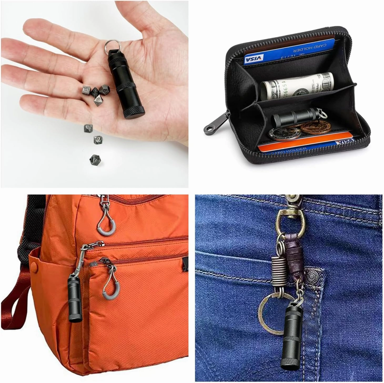 HAOMEJA DND Mini Metal Dice Set 14pcs Small Polyhedral D&D Dice with Portable Dice Box & Necklace & Keychain Portable & Gift Bag Apply to Dungeons and Dragons Dice (Mini Red Copper   Lron & Black)