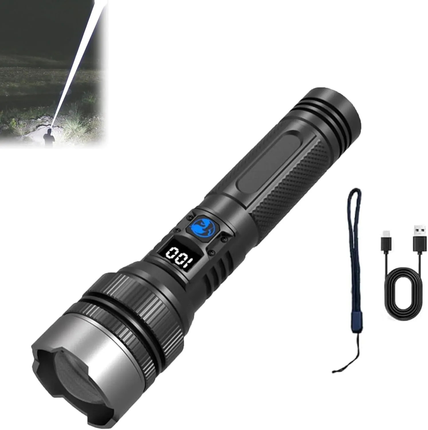 Happytion Flashlight, 2025 The Ultimate Survival Flashlight, Flashlights High Lumens Rechargeable, Zoomable & Waterproof Flash Light for Camping, Emergency (1Pcs)