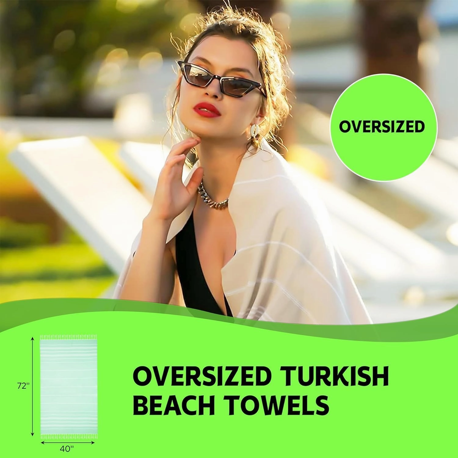 HAVLULAND Turkish Beach Towels Oversized, 100% Cotton Bulk Large Bath Pool Towel Quick Dry Absorbent Sand Free Light Weight Travel Blanket Summer Essentials Clearance (Set of 18)
