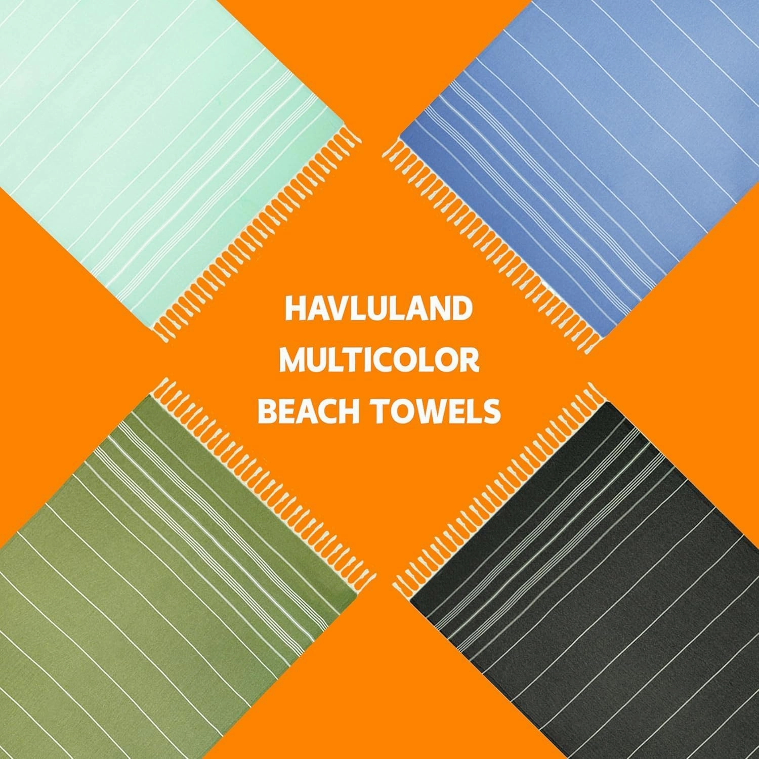 HAVLULAND Turkish Beach Towels Oversized, 100% Cotton Bulk Large Bath Pool Towel Quick Dry Absorbent Sand Free Light Weight Travel Blanket Summer Essentials Clearance (Set of 18)