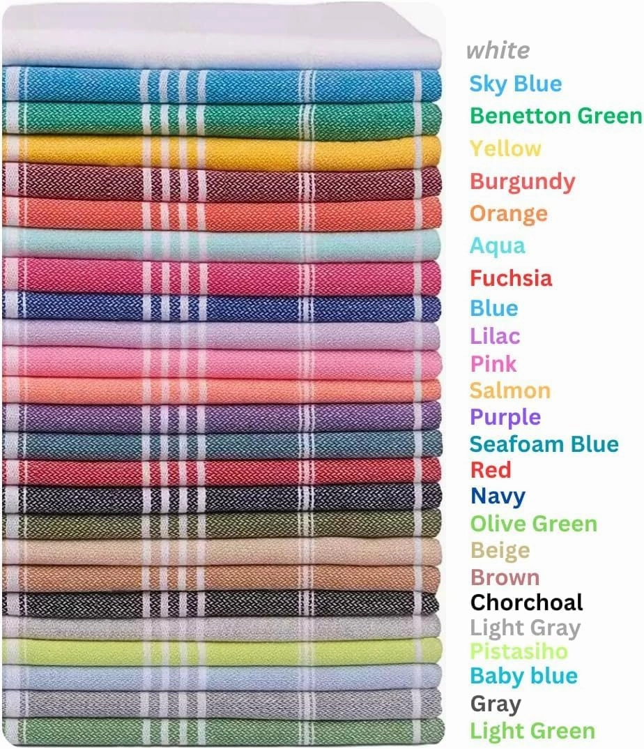 HAVLULAND Turkish Beach Towels Oversized, 100% Cotton Bulk Large Bath Pool Towel Quick Dry Absorbent Sand Free Light Weight Travel Blanket Summer Essentials Clearance (Set of 18)
