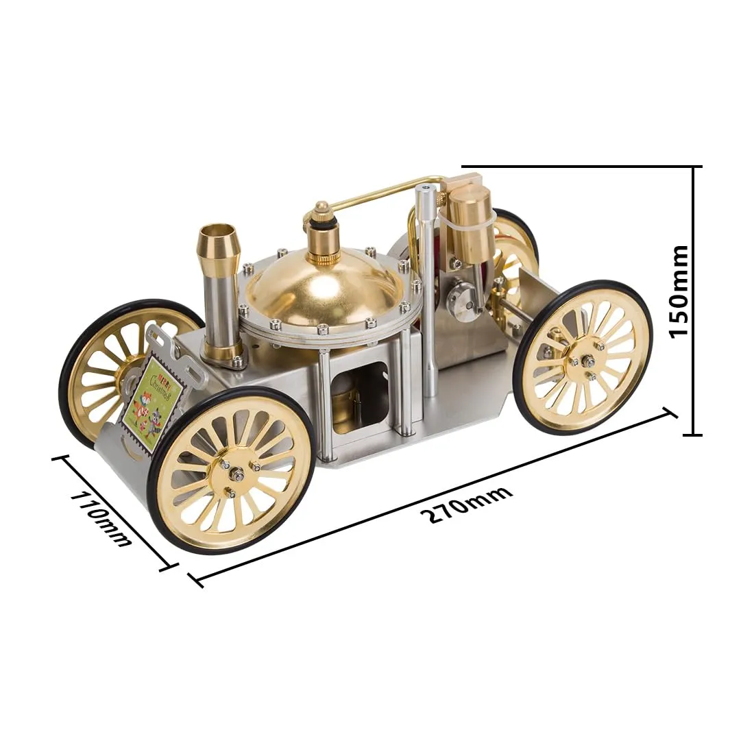 Helixsun Steam Engine Toy, Power Engine Model, ENJOMOR Christmas Metal Steam-Powered Car Model, Creative Room Decoration,Scientific Education Toy for Kids and Adults, Ideal Gift