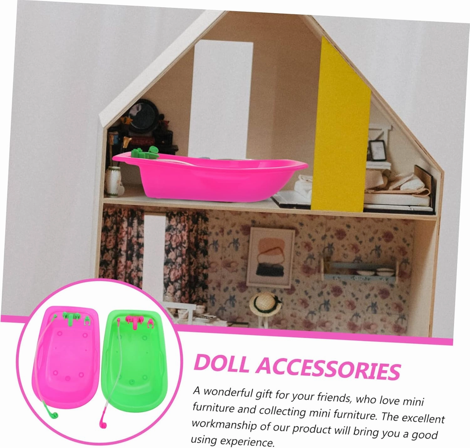 HEMOTON 2sets Miniature Dollhouse Bathtub Realistic Bathroom Accessories for Mini Apartment Decor and Creative Play Smooth Break Resistant Design 6pcs*2
