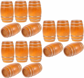 Hemoton Wooden Pickle Barrel,15 Pack Mini Wooden Beer Barrels Mini Barrel Containers Miniature Beer Barrels Dollhouse Bar Accessories for Miniatures, Scale Models, Mini Train Making