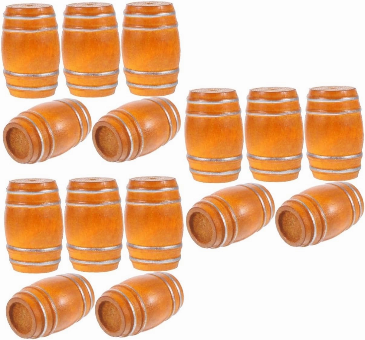 Hemoton Wooden Pickle Barrel,15 Pack Mini Wooden Beer Barrels Mini Barrel Containers Miniature Beer Barrels Dollhouse Bar Accessories for Miniatures, Scale Models, Mini Train Making