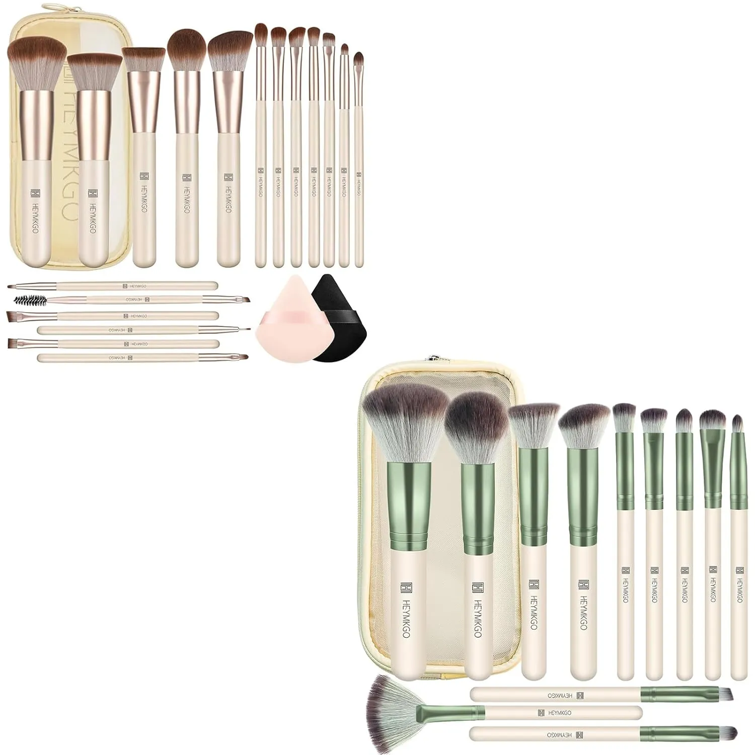 HEYMKGO 18Pcs Makeup Brushes Set & 12Pcs Makeup Brush Set with Bags