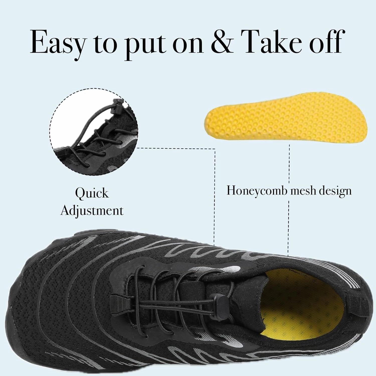 Hike Barefoot Water Shoes for Women Men, Barefoot Shoes with Wide Toe Box, Non-Slip & Quick Dry Breathable Aqua Socks for Beach Pool Aqua Swim Surf Hiking Walking Shoes