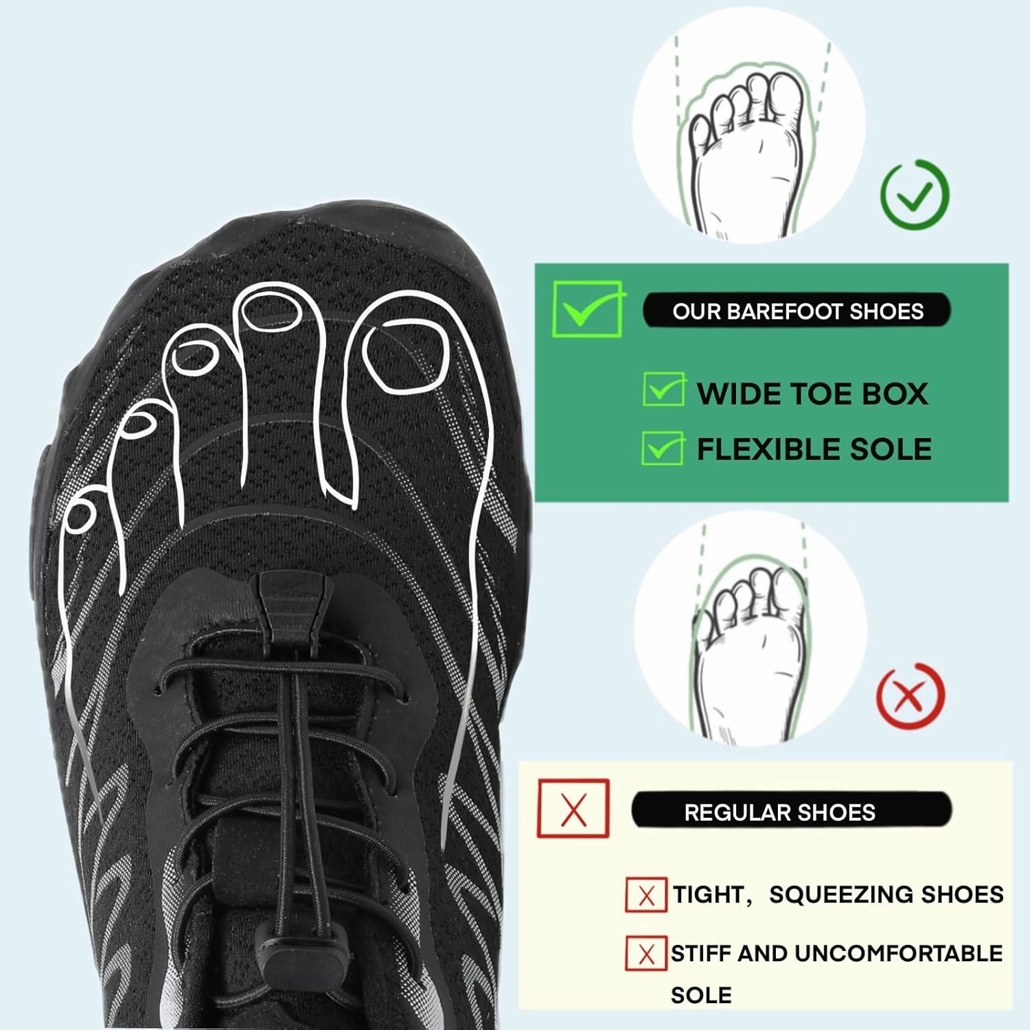 Hike Barefoot Water Shoes for Women Men, Barefoot Shoes with Wide Toe Box, Non-Slip & Quick Dry Breathable Aqua Socks for Beach Pool Aqua Swim Surf Hiking Walking Shoes