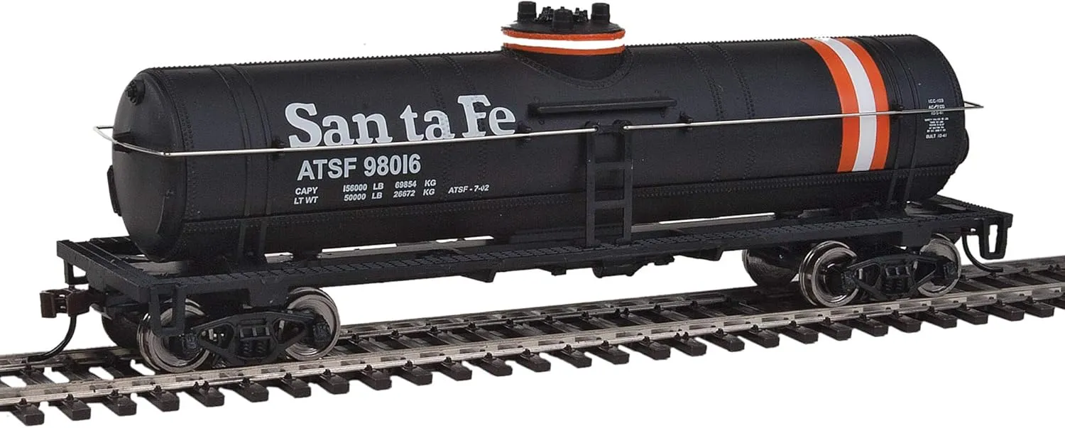 HO Scale Model Santa Fe Tank Car, Black/Orange/White