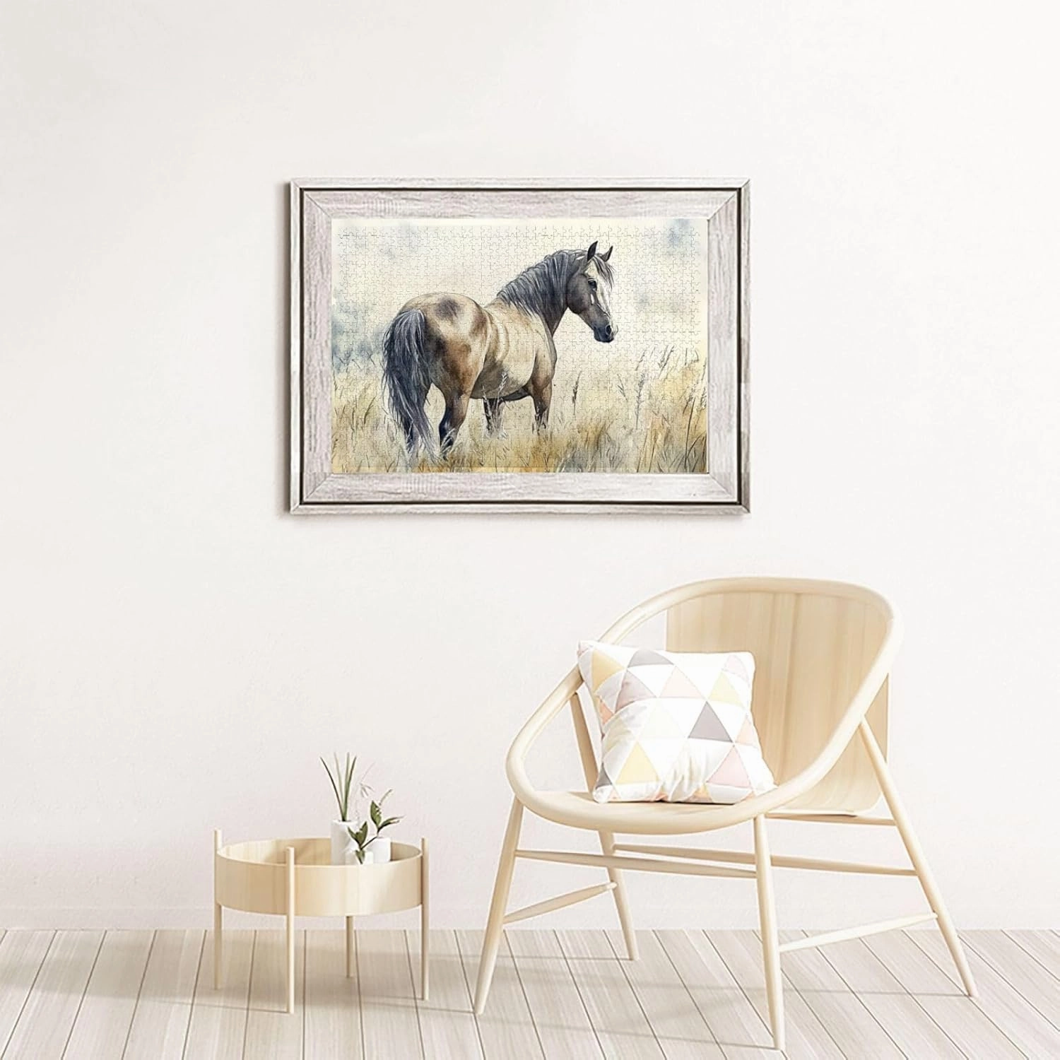 Horses grazing on The Grassland 1000 pcs of Adult Wooden Puzzle,Unique and Beautiful Design,an Ideal Choice for Exercising brainpower，Thoughts soar，Gifts for Family and Friends