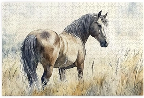 Horses grazing on The Grassland 1000 pcs of Adult Wooden Puzzle,Unique and Beautiful Design,an Ideal Choice for Exercising brainpower，Thoughts soar，Gifts for Family and Friends