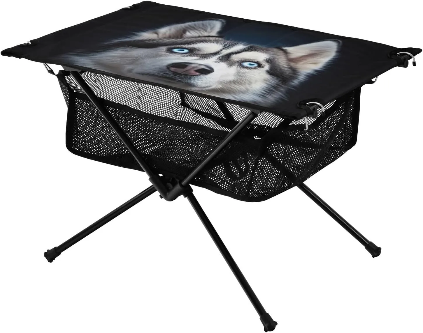 Husky with Blue Eyes Portable Folding Camping Table, Compact Lightweight Beach Table with Carrying Bag for Outdoor Picnics, BBQs, Camp