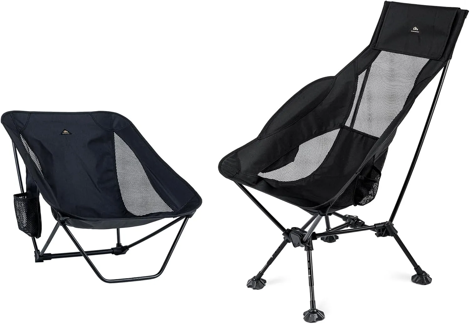 iClimb 1 Adjustable High Back Anti-Sinking Chair and 1 Low Back Chair Bundle, Ultralight Compact for Two Person Outdoor Camping Backpacking Hiking Beach Concert