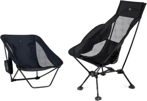 iClimb 1 Adjustable High Back Anti-Sinking Chair and 1 Low Back Chair Bundle, Ultralight Compact for Two Person Outdoor Camping Backpacking Hiking Beach Concert