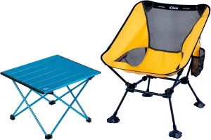 iClimb 1 Anti-Sinking Large Feet Chair and 1 Folding Table Bundle, Ultralight Compact for Solo Adult Outdoor Backpacking Camping Hiking Beach Concert