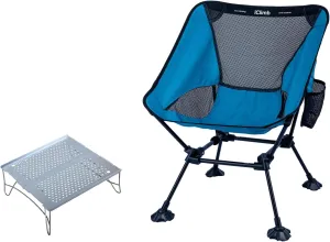 iClimb 1 Anti-Sinking Large Feet Chair and 1 Solo Mini Folding Table Bundle, Ultralight Compact for Single Adult Outdoor Backpacking Hiking Camping Beach Concert