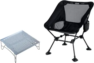iClimb 1 Anti-Sinking Large Feet Chair and 1 Solo Mini Folding Table Bundle, Ultralight Compact for Solo Adult Outdoor Backpacking Hiking Camping Beach Concert