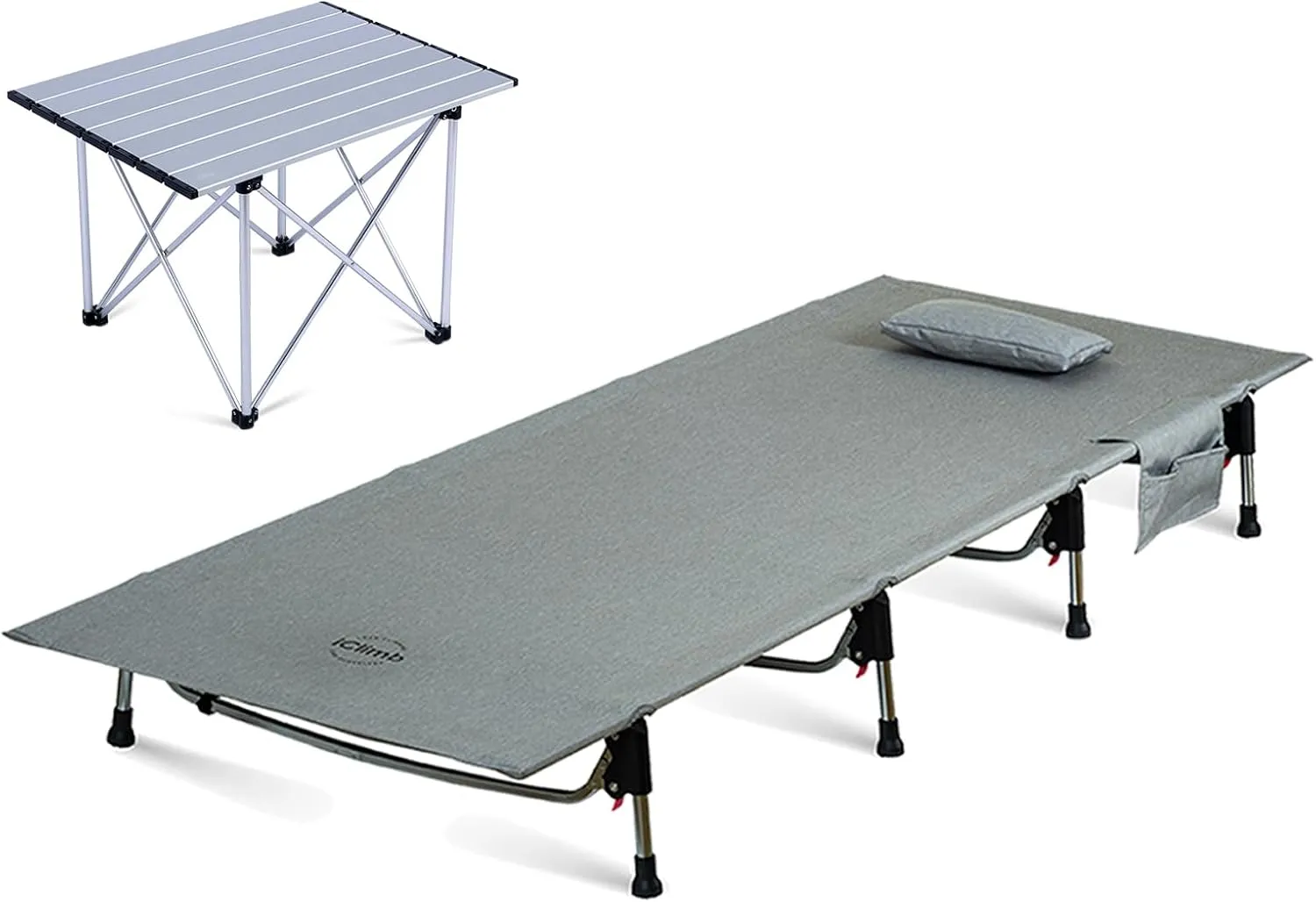iClimb 1 Folding Table and 1 Super Easy Assemble Cot Bundle, Ultralight Compact for Adults Outdoor Backpacking Camping Glamping Hiking Motorcycling Travelling