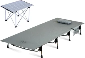 iClimb 1 Folding Table and 1 Super Easy Assemble Cot Bundle, Ultralight Compact for Adults Outdoor Backpacking Camping Glamping Hiking Motorcycling Travelling