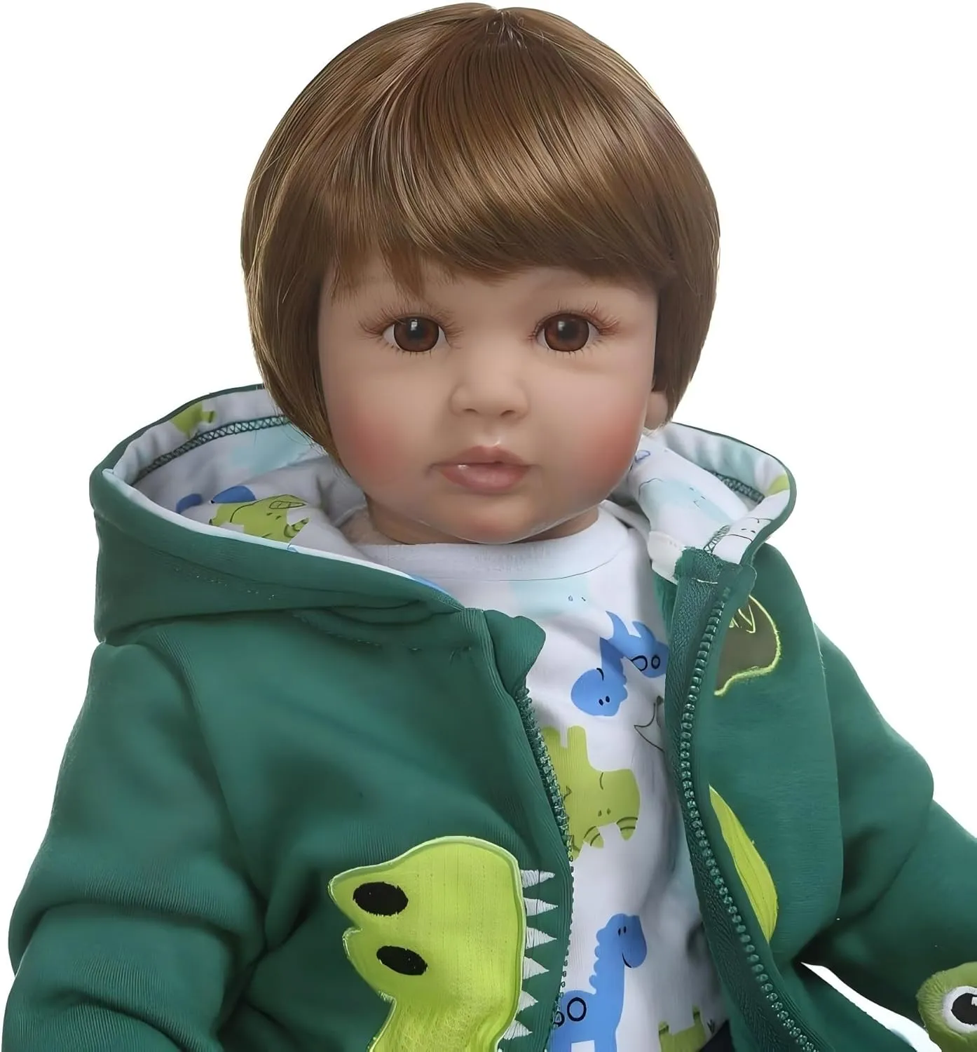 iCradle Realistic Looking 24inch 60cm Reborn Toddler Fridolin Soft Silicone Bebe Doll Reborn Princess Long Hair Doll Toy for Ages 3  (Boy)
