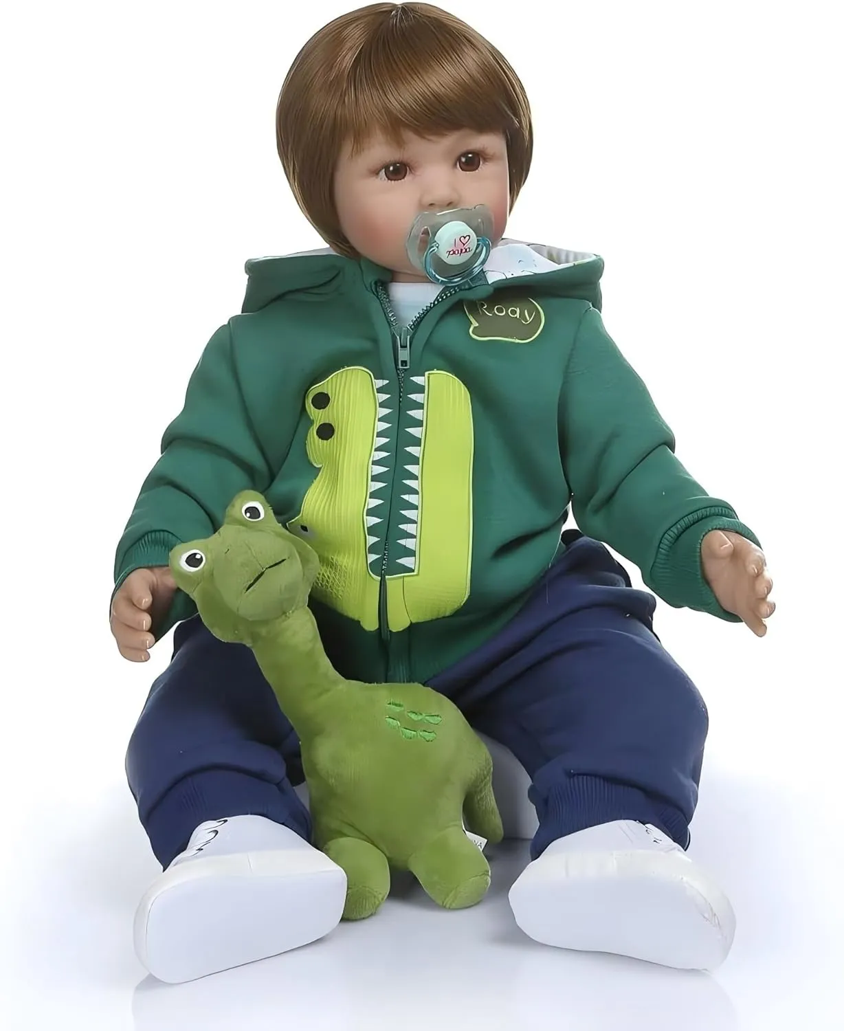 iCradle Realistic Looking 24inch 60cm Reborn Toddler Fridolin Soft Silicone Bebe Doll Reborn Princess Long Hair Doll Toy for Ages 3  (Boy)