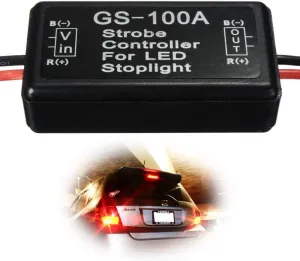 iJDMTOY 12V GS-100A LED Brake Stop Light Strobe Flash Module Controller Box Compatible With Car Truck Third or High Mount Brake Light Retrofit