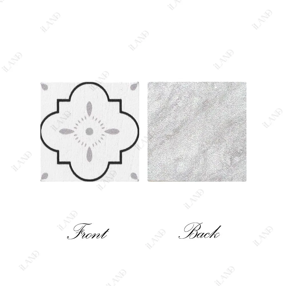 iLAND Dollhouse Flooring on 1/12 Scale 1/6 Scale, Miniature Dollhouse Accessories, 115pcs Double-Sided Dollhouse Floor Tiles (French White Floral & Grey Marble Tiles)
