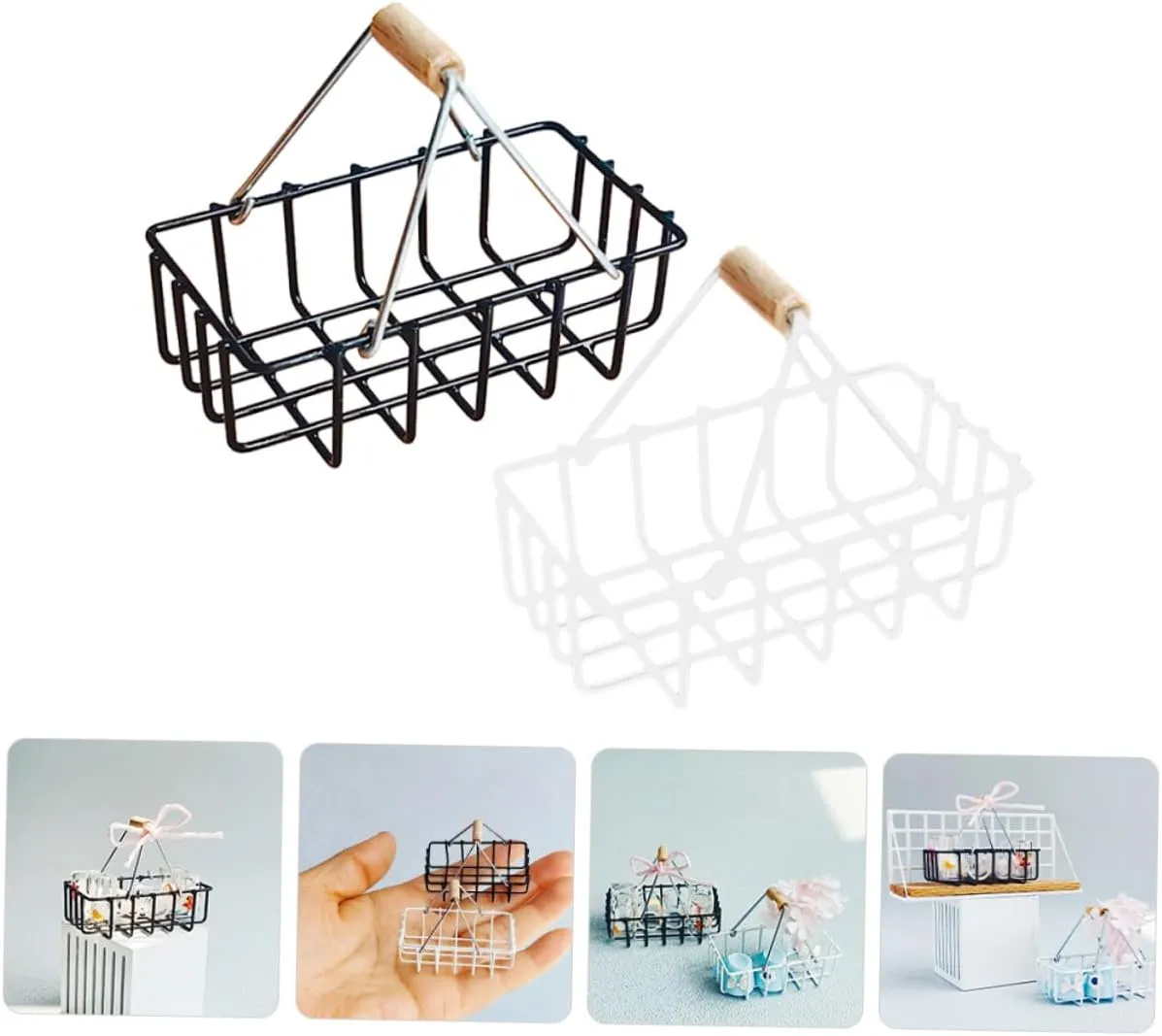 IMIKEYA 3sets 2pcs Miniature Basket Model Dollhouse Storage Baskets for Creative Decoration Simulation Furniture Safe Material Inspires Imagination 2pcs*3