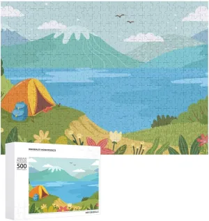 Impossible Jigsaw Puzzle for Adults，Scenic Lakeside Camping Spot500 PCS，challenging
