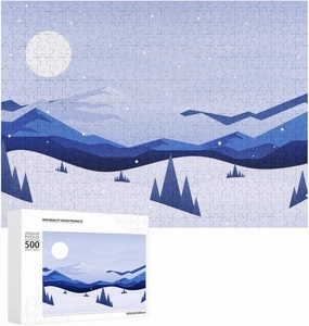 Impossible Puzzle for Adults，Serene Snowy Mountain Range at Night500 PCS，challenging