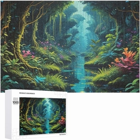 Impossible Puzzles for Adults，“Enchanted Jungle Stream A Verdant Wonderland”1000 PCS，Challenging Jigsaw Puzzles for Adults