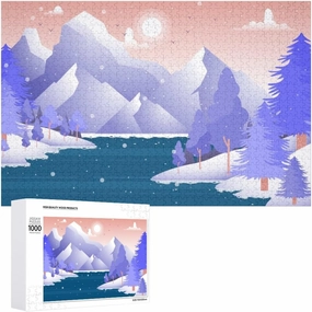 Impossible Puzzles for Adults,Impossible Puzzle for Adults，Snow - Covered Alpine Lake Tranquility in A Winter Landscape500 PCS，challenging，Challenging