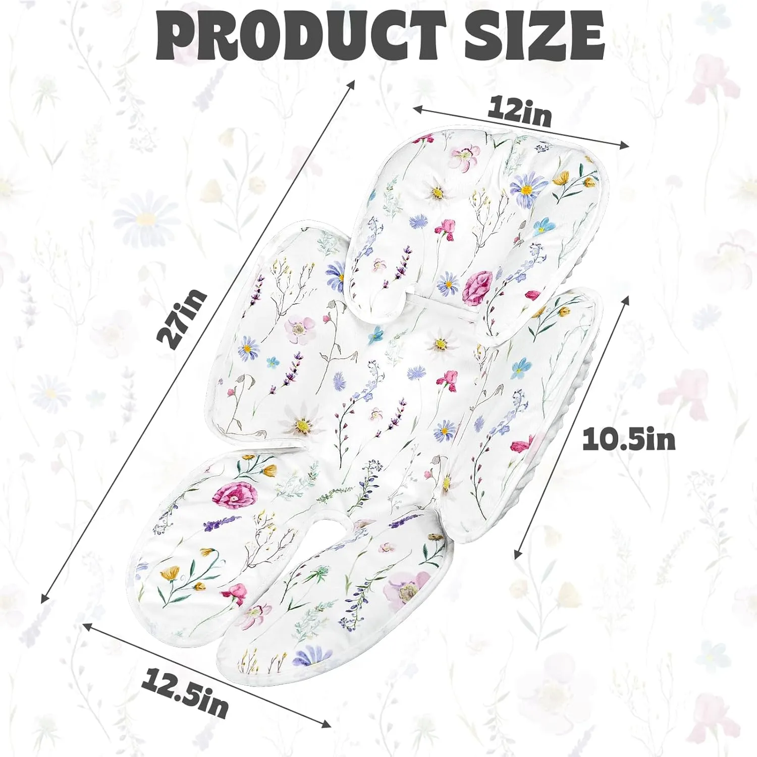 Infant Car Seat Insert Pea Pod 2-in-1 Baby Car Seat Head & Body Support for Newborn Girl Reversible 3 Layer Warm Preemie Carseat Stroller Cushion Headrest with Soft Minky Dot Fabric, Wildflower