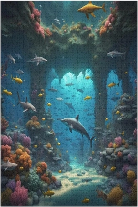 Interesting Wooden Challenging Jigsaw Puzzles 500 Pieces, The Underwater World of Fish, Unique Gifts for Wall Art Family Puzzles Educational Games Impossible Difficult Wooden Puzzle