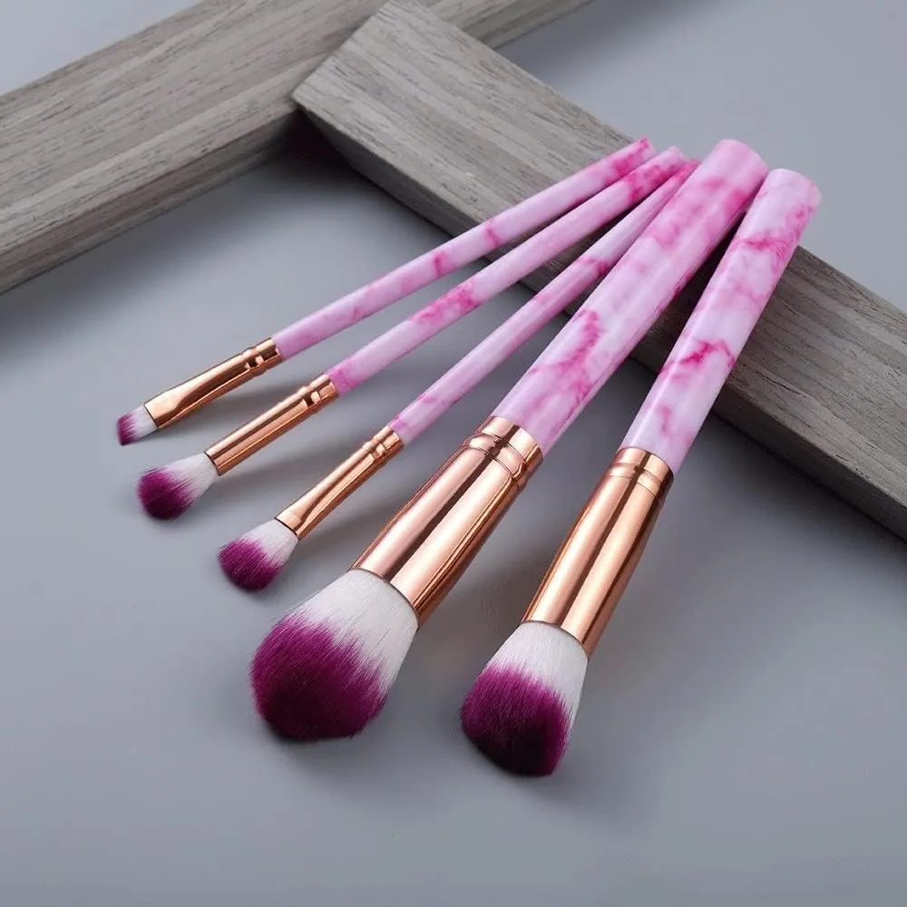 IOCCIOBB 5Pcs Makeup Brushes Tool Set Cosmetic Powder Eye Shadow Foundation Blush Blending Beauty Make Up Brush (Color : Rose)