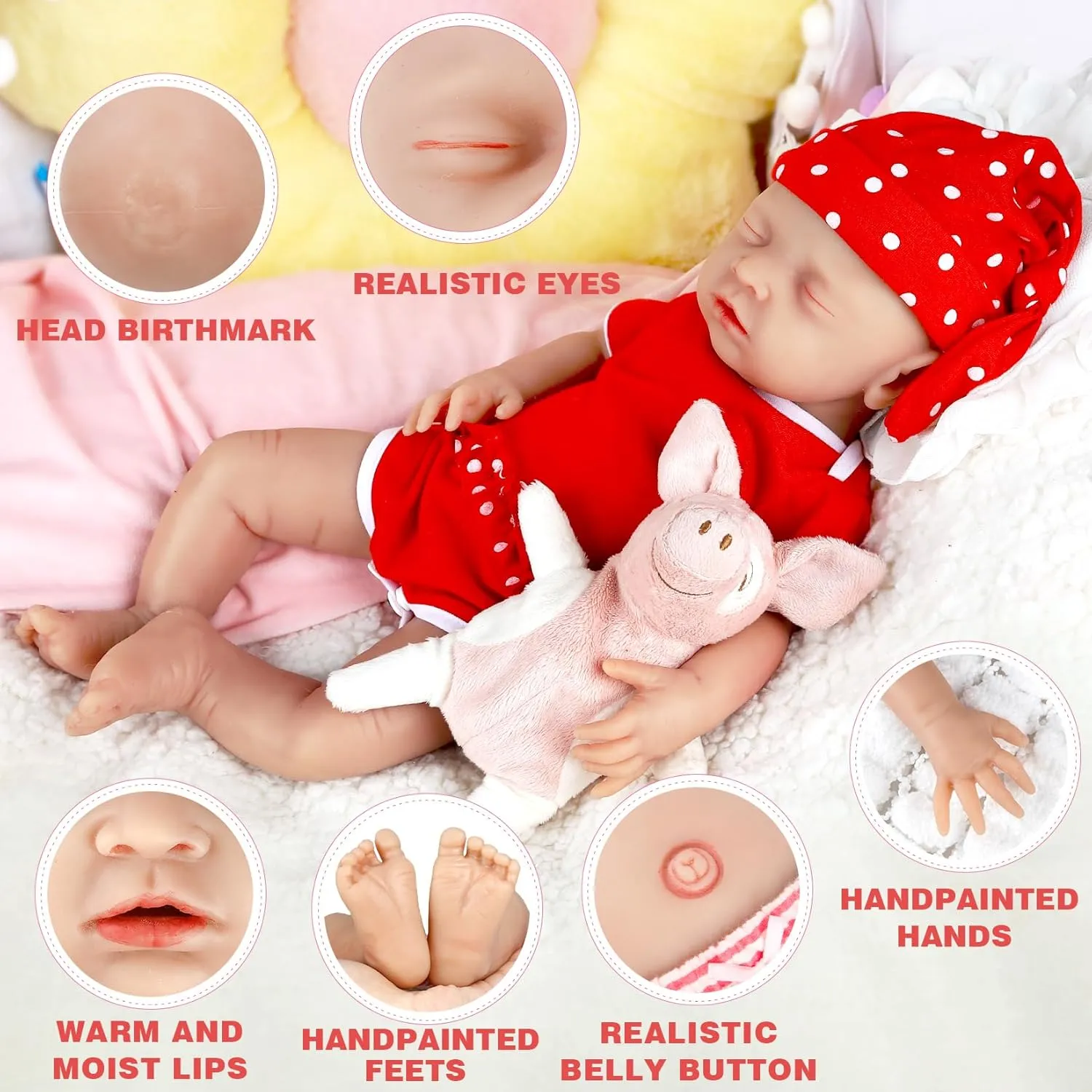IVITA 14 inch Full Body Silicone Reborn Baby Girl Not Vinyl Dolls Anatomically Correct Newborn Lifelike Silicone Baby Dolls Stress Relief Anti-Stress Toys for Kids & Toddlers Child Gifts - Girl