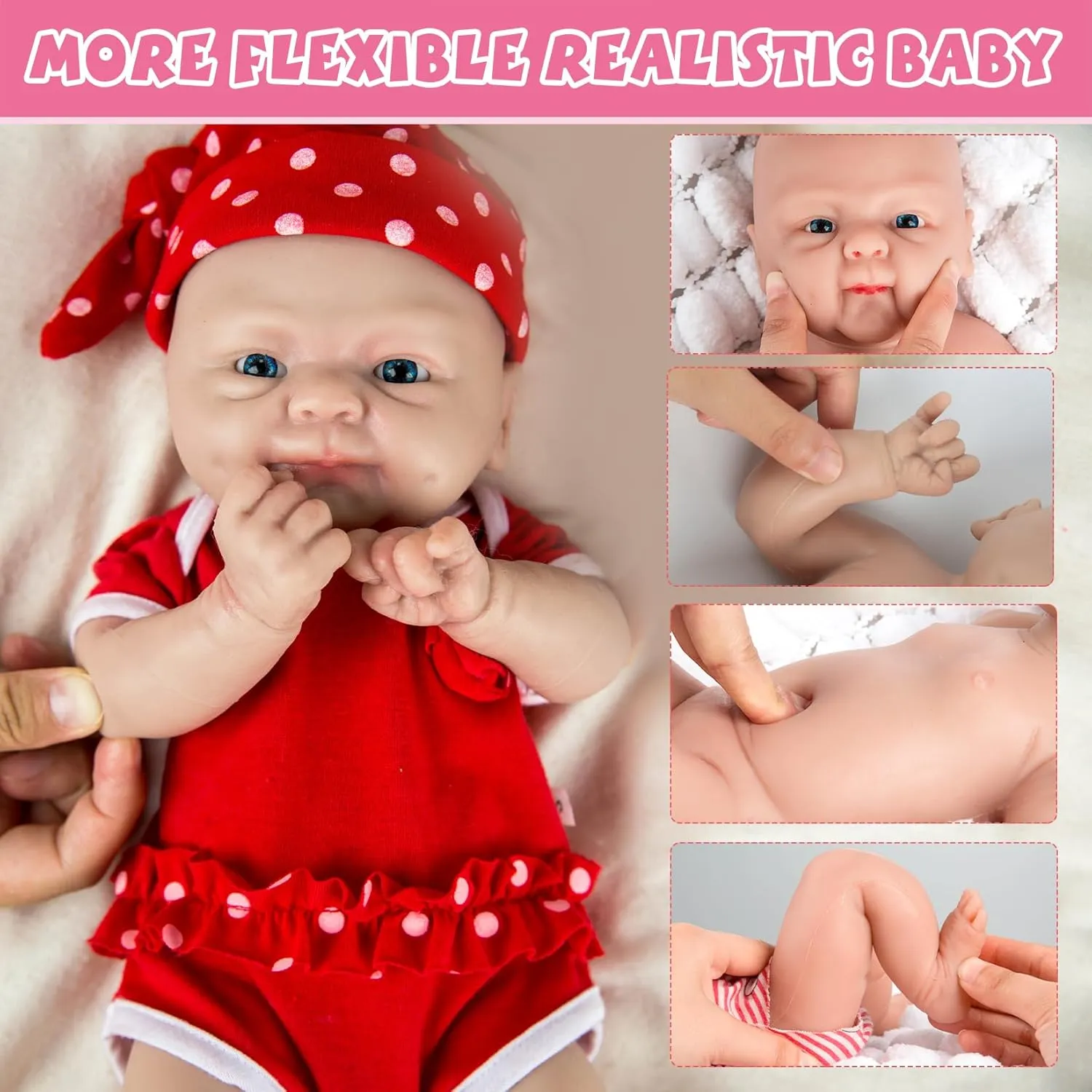 IVITA 18 inch Full Silicone Reborn Doll Lifelike Silicone Baby Dolls Not Vinyl Dolls Realistic Newborn Full Silicone Doll Soft Body Waterproof Silicone Doll Stress Relief Toys - Girl