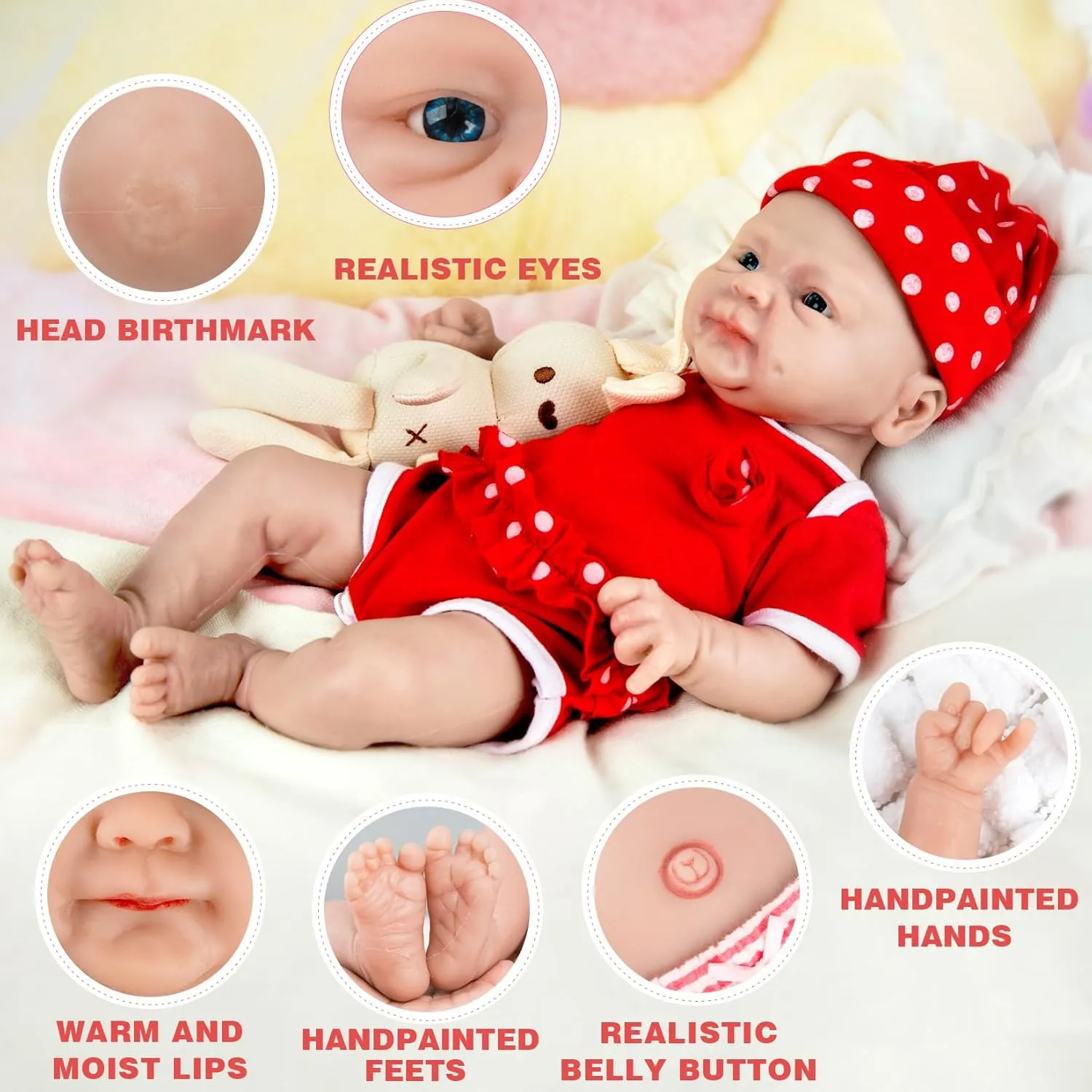IVITA 18 inch Full Silicone Reborn Doll Lifelike Silicone Baby Dolls Not Vinyl Dolls Realistic Newborn Full Silicone Doll Soft Body Waterproof Silicone Doll Stress Relief Toys - Girl