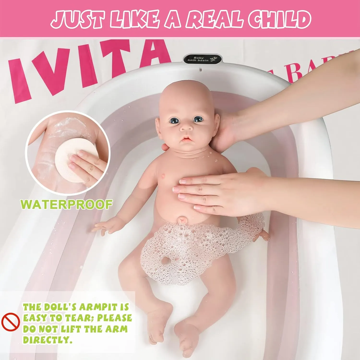 IVITA 18 inch Realistic Silicone Baby Doll Boy Realistic Babies Toy for 3  Years Old Festival Present Collectible Doll Perfect for Collection