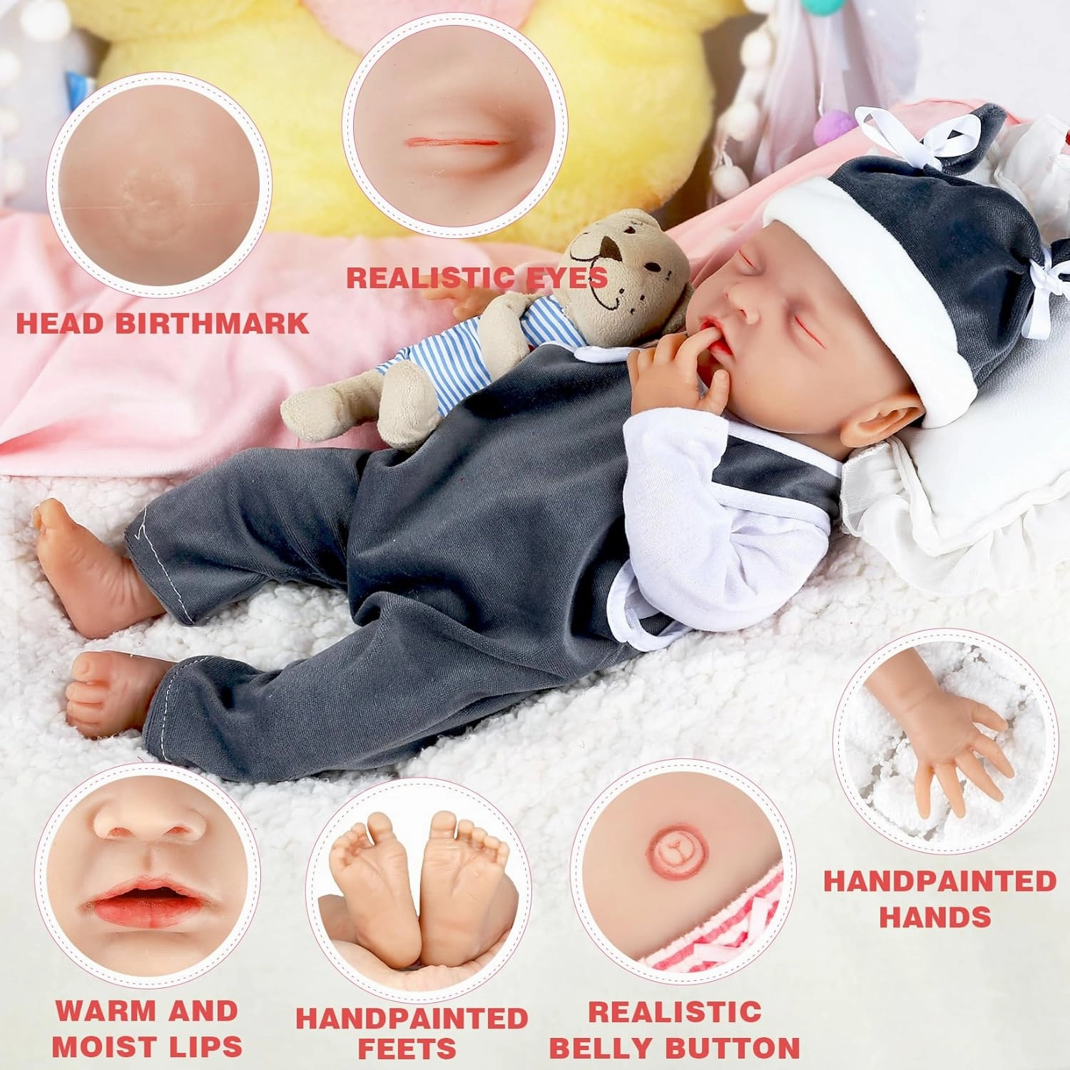 IVITA 12 inch Full Body Silicone Reborn Baby Doll Not Vinyl Dolls Anatomically Correct Lifelike Newborn Silicone Baby Dolls Stress Relief Anti-Stress Toys for Kids & Toddlers Child Gifts - Boy